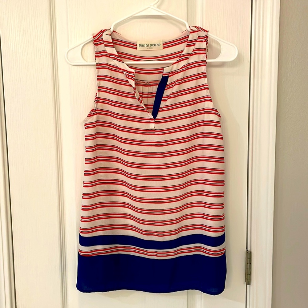 Boutique women’s red, white and blue blouse
